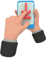 3d illustration of holding phone with app download png