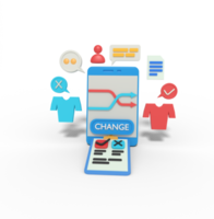 3D-Darstellung der Online-Shop-App auf dem Handy