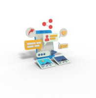 3d illustration of social media chating and share on phone png