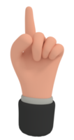 3d illustration of cartoon hand showing one finger or pointing gesture png