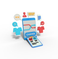 3d Illustration of online shop app on mobile png