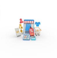 3d Illustration of online shop discount and budget png