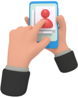 3d illustration of holding phone with change account image app png
