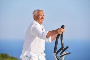 healthy senior man working out