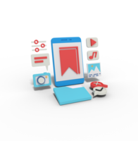 3d illustration of Collection content on phone png