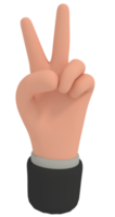 3d illustration of cartoon hand making peace gesture png