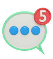icône 3d de notification de médias sociaux png