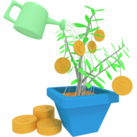 3d illustrazione di in crescita investimento pianta