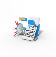 3d illustration of Searching document in box folder png