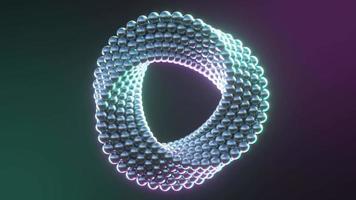 Anillo abstracto de procesamiento 3D con bolas girando. diseño en movimiento. patrón hipnótico suave. bucle sin fisuras. video