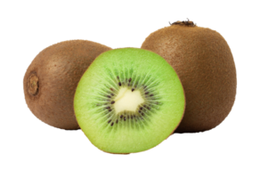 voor de helft van rijp groen kiwi geïsoleerd Aan wit achtergrond. met knipsel pad png