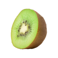 la mitad de kiwi verde maduro aislado sobre fondo blanco. con trazado de recorte png