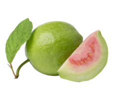 frische Guave mit Blatt isoliert auf weißem Hintergrund. mit Beschneidungspfad png