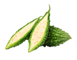 bittere Melone, bitterer Kürbis auf weißem Hintergrund. mit Beschneidungspfad png