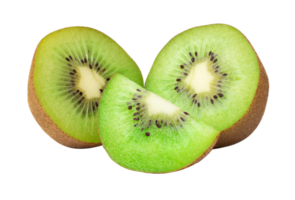 halv av mogen grön kiwi isolerat på vit bakgrund. med klippning väg png