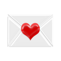 mensagem de carta de amor ilustração 3d forma png