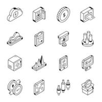 Line Icons of Fintech In Isometric Style vector