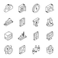 Line Icons of Fintech In Isometric Style vector