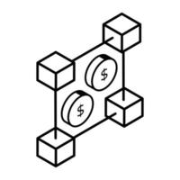 An isometric line icon of business distribution vector