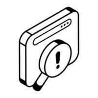 An isometric line icon of search error vector