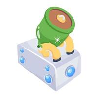 A cannon is used by to shoot an enemy, flat icon vector