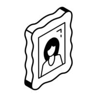 Modern isometric icon of a portrait vector