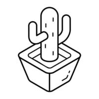 An icon of cactus line design vector