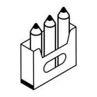 A pencil case line isometric icon vector