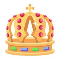 A crown jewel icon in flat editable design vector