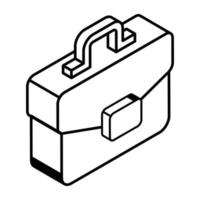 A linear editable icon of a briefcase vector