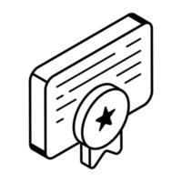Book drawer in linear isometric icon vector