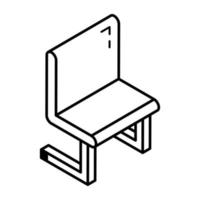 un icono de línea isométrica de una silla vector