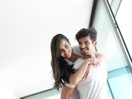 relaxed young couple at home photo