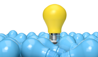 concepts de créativité et d'inspiration d'entreprise avec ampoule sur fond. penser à de grandes idées motivation pour réussir. rendu 3d