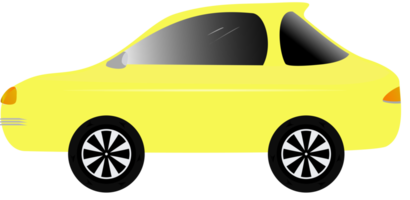 4 ruedas velocidad rápida coche deportivo color amarillo ilustración diseño gráfico png