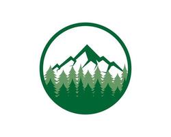 Circle with mountain and pine tree inside vector