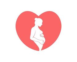 Love shape with mom pregnant inside vector