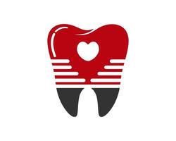 Tooth with love shape inside vector