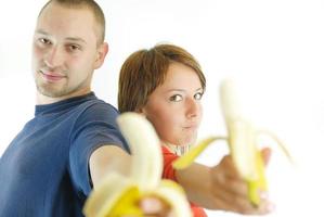 happy couple with bananas photo