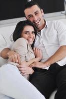 happy young couple relax at home photo