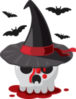 teschio di Halloween con cappello da strega png