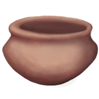 Pottery with a Broad Mouth and a Thin Bottom in Watercolor styles png