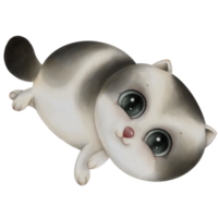 tecknad serie karaktär av en härlig sällskapsdjur är en söt persisk katt liggande ner i illustration av vattenfärg stil png