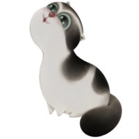 personagem de desenho animado de um animal de estimação adorável é um gato persa bonito olhando para cima na ilustração do estilo aquarela png