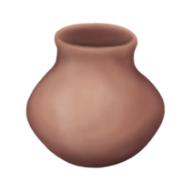 A Low Vase-Shaped Piece of Ancient Pottery Illustration in Watercolor styles png