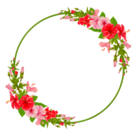 coroa de flores tropicais em aquarela de hibisco png