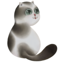 cartone animato personaggio di un' bello animale domestico è un' carino persiano gatto sedersi di fronte indietro nel illustrazione di acquerello stile png