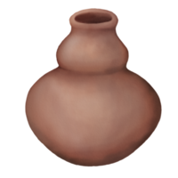 Illustration of Pottery in the Shape of a Gourd Fruit in Watercolor styles png