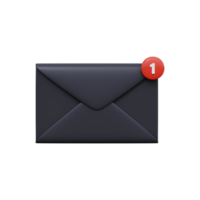 Postal envelope with notice. One Message. 3d render png