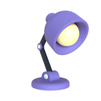 Desk lamp 3D rendering isolated on transparent background. Ui UX icon design web and app trend png